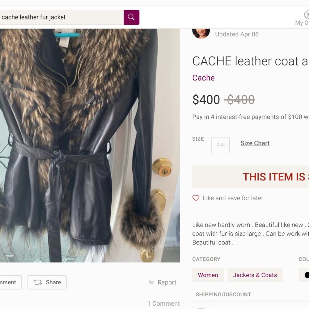 FOX FUR Lamb Skin LEATHER WOOL SNOWBUNNY Ski Jacket - Picture 12 of 14
